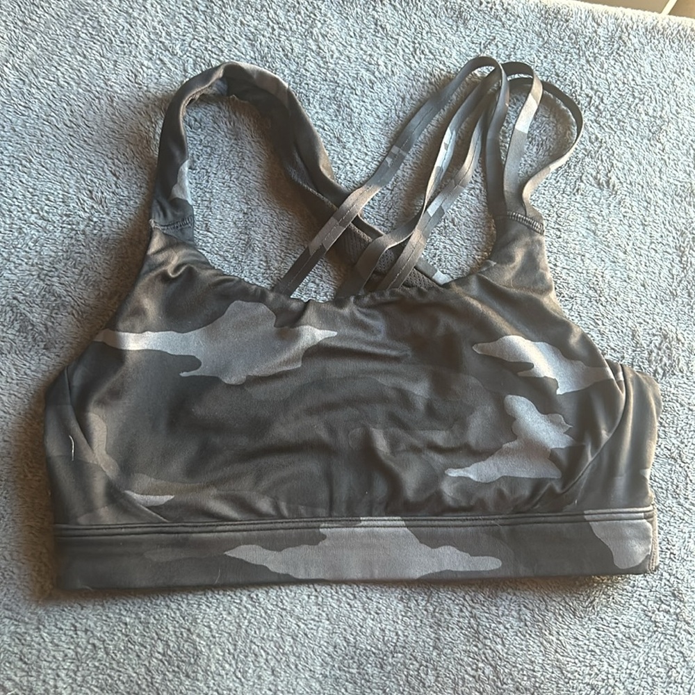 Athleta Train Free Black and Grey Camo Sports Bra - Picture 4 of 8